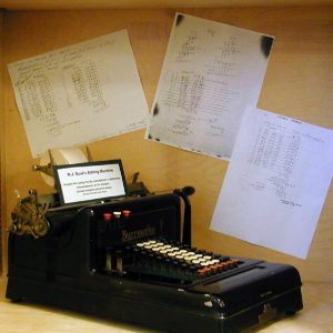 W.J. Roué's adding machine is on display at the William Roué Reading Room at the Lunenburg Library.